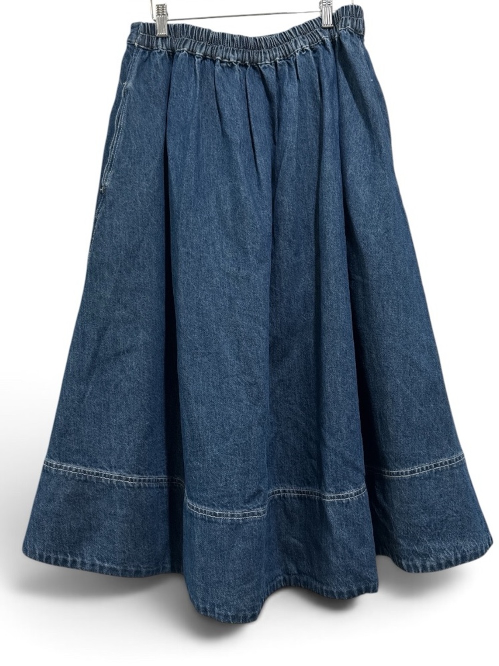 Free People Denim A-Line Midi Skirt #735 - Picture 2 of 3